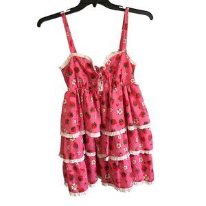 Dolls Kill X Strawberry Shortcake Floral Dress It's a berry world Lace Adj Strap